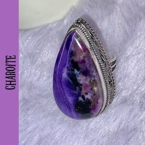 Charoite Gemstone Chunky Handmade Ring